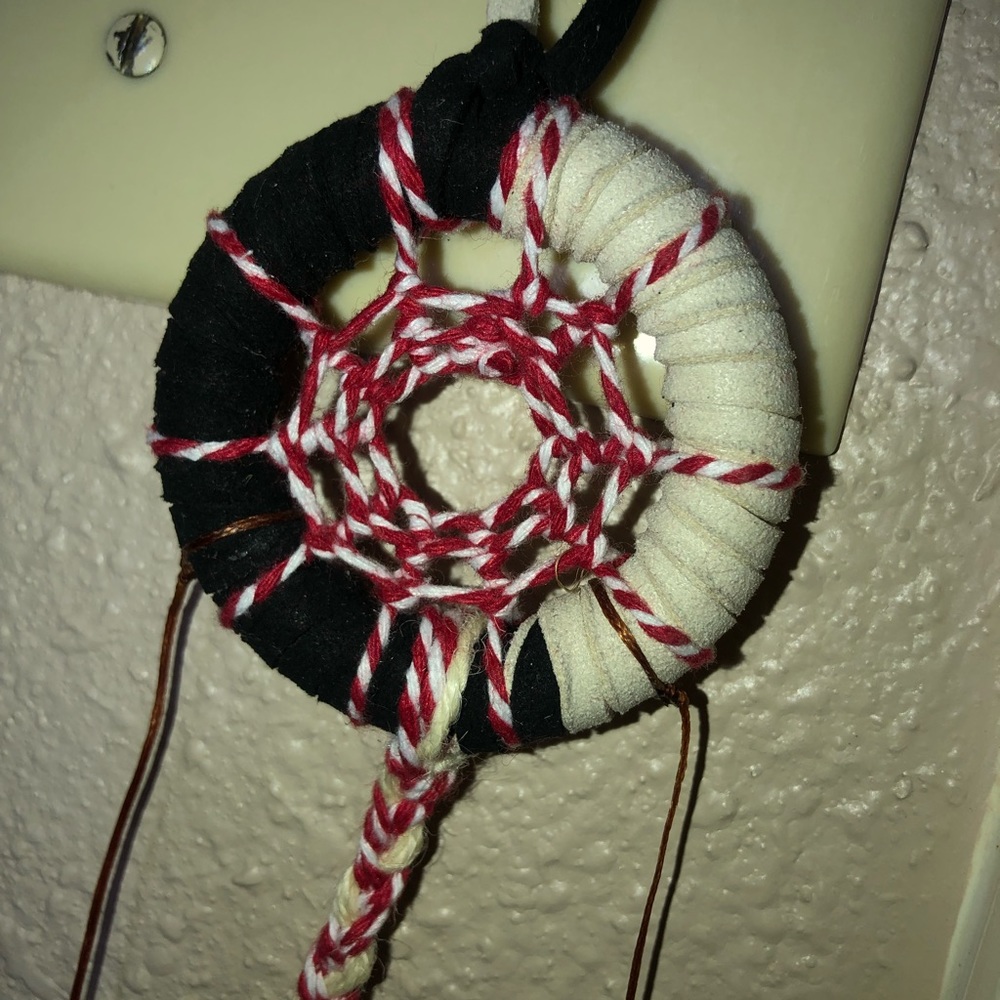 Handmade waning blood moon themed dreamcatcher